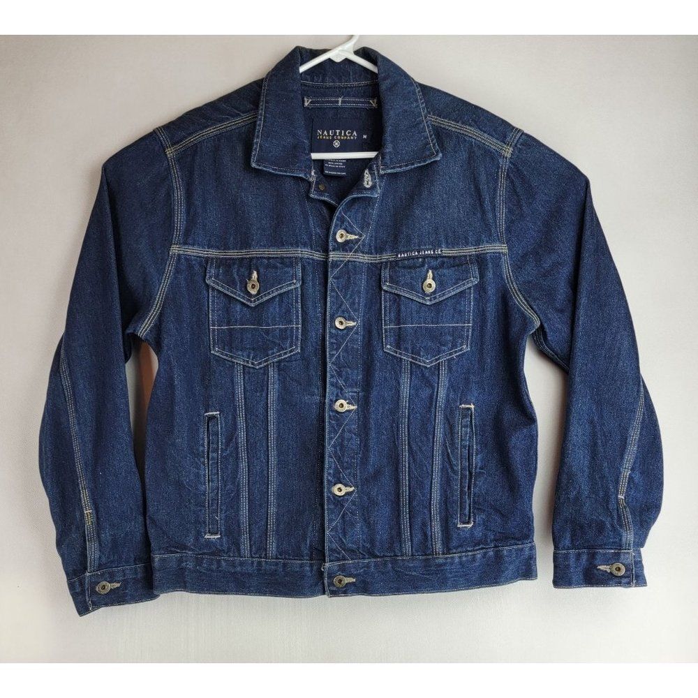 Nautica Jeans Co. Womens Size Medium Blue Denim 90's Trucker Jean Jacket